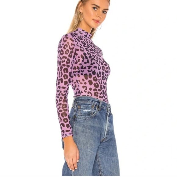 LOVERS  FRIENDS Lauryn top animal print mesh purple leopard size XXS - Picture 8 of 8